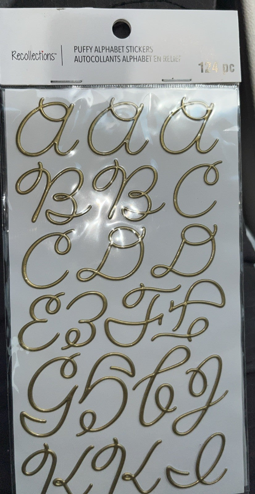 Recollections Stickers Gold Puffy 1 Inch Alphabet Letters Pack