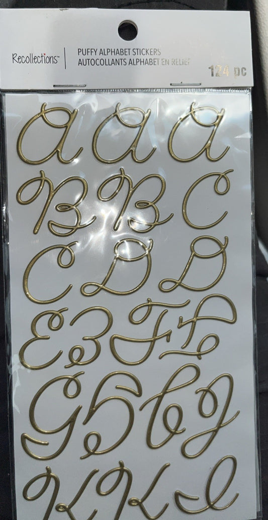 Recollections Stickers Gold Puffy 1 Inch Alphabet Letters Pack
