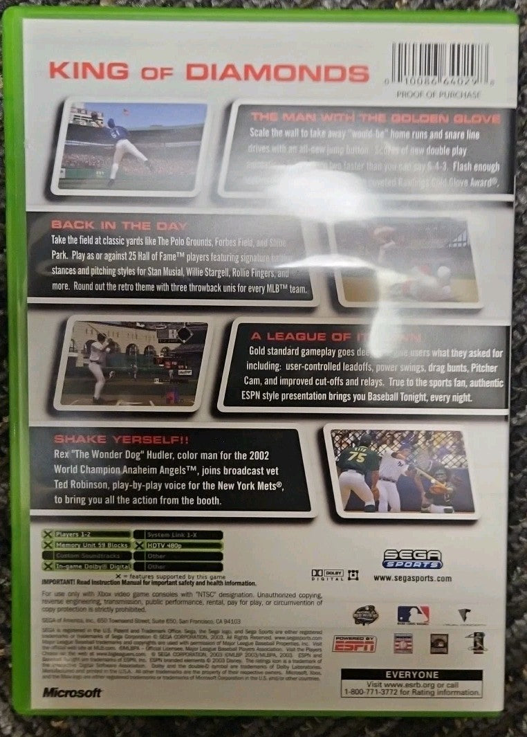 World Series Baseball 2K3  (Xbox) Tested. No Scratches. New Case