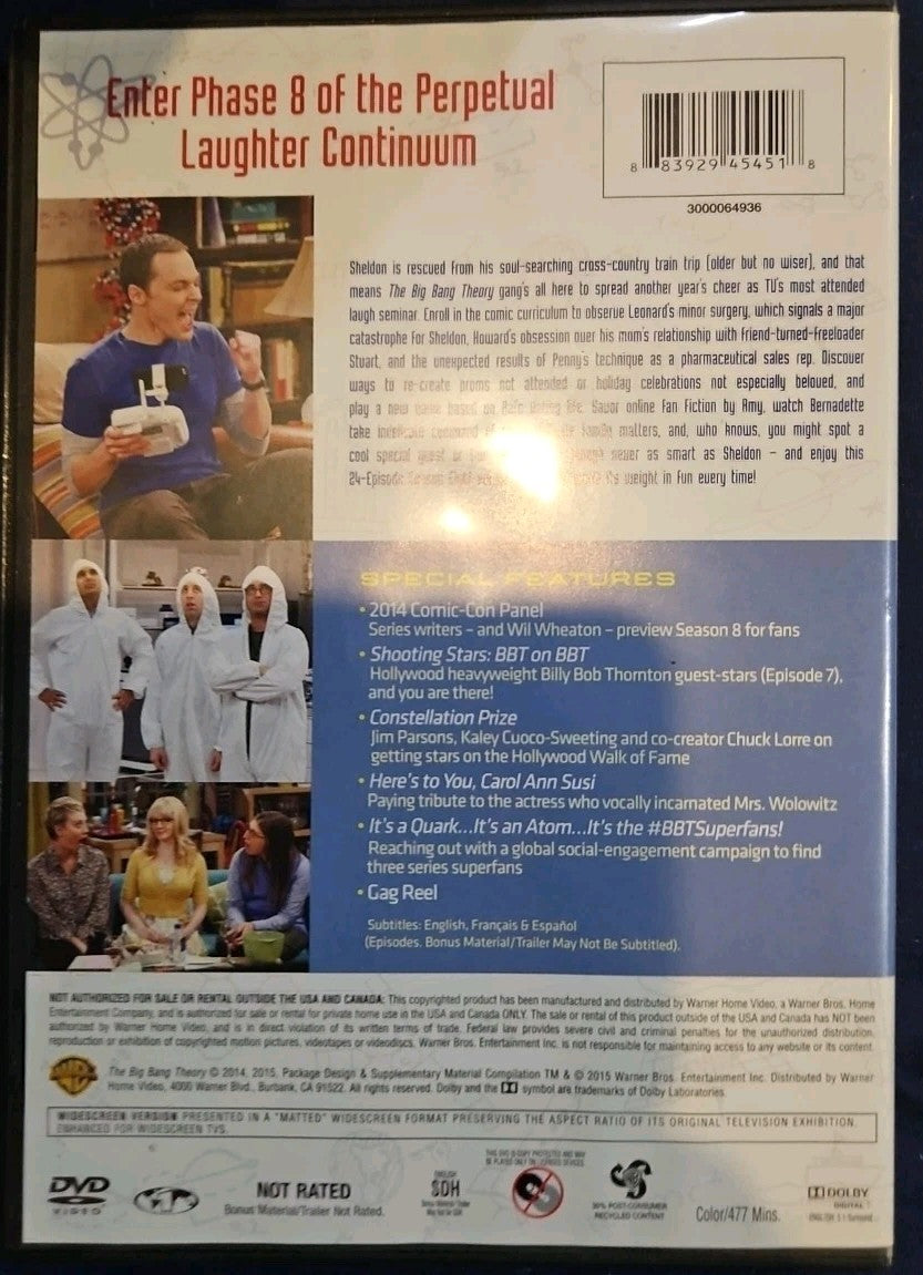 The Big Bang Theory: the Complete Eighth Season (DVD, 2014) Sealed