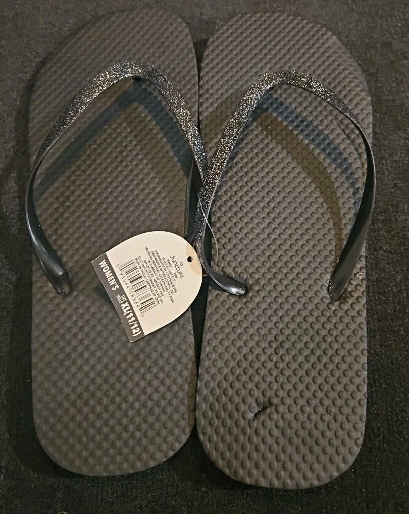 Juncture Size XL 11/12 Women's /Ladies Flip Flip / Sandals Glitter Black