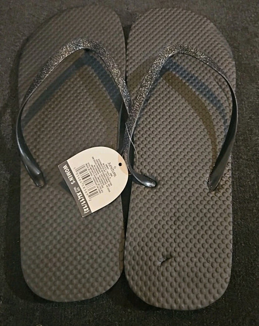 Juncture Size XL 11/12 Women's /Ladies Flip Flip / Sandals Glitter Black