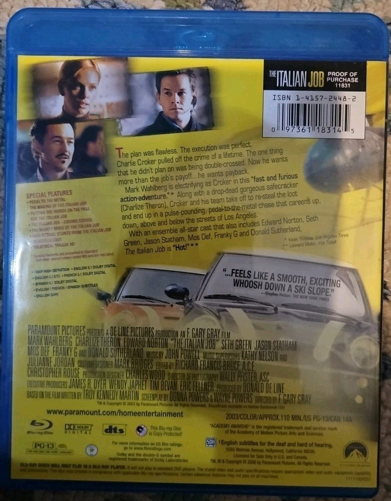 The Italian Job (Blu-ray, 2003) New. No Digital Download