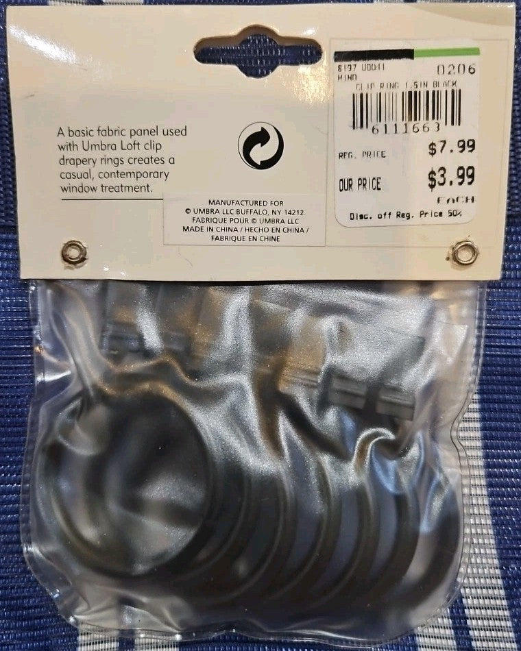 7 Piece Loft Umbra 1.5" Drapery Clip Rings