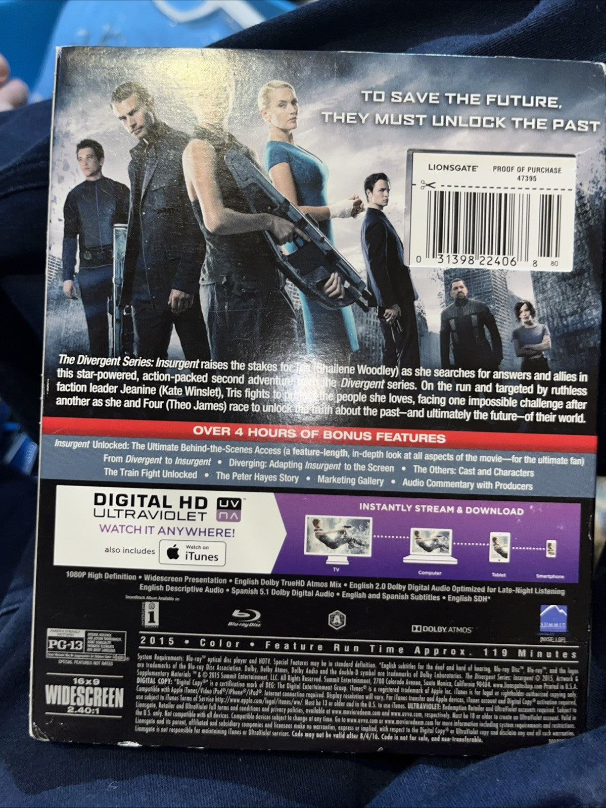 The Divergent Series: Insurgent (Blu-ray, 2015) New. No Digital Download