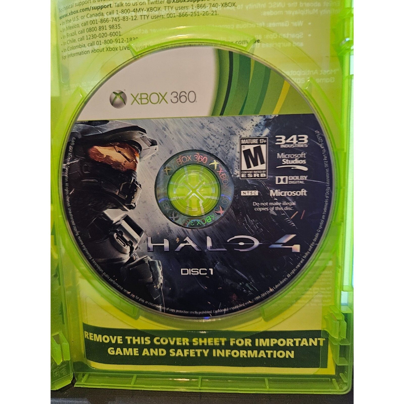 Halo 4 - XBOX 360. No Manual. Damaged Cover art. New Case. Tested