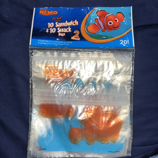 Finding Nemo Zip Seal 10 Sandwich & 10 Snack Bags 