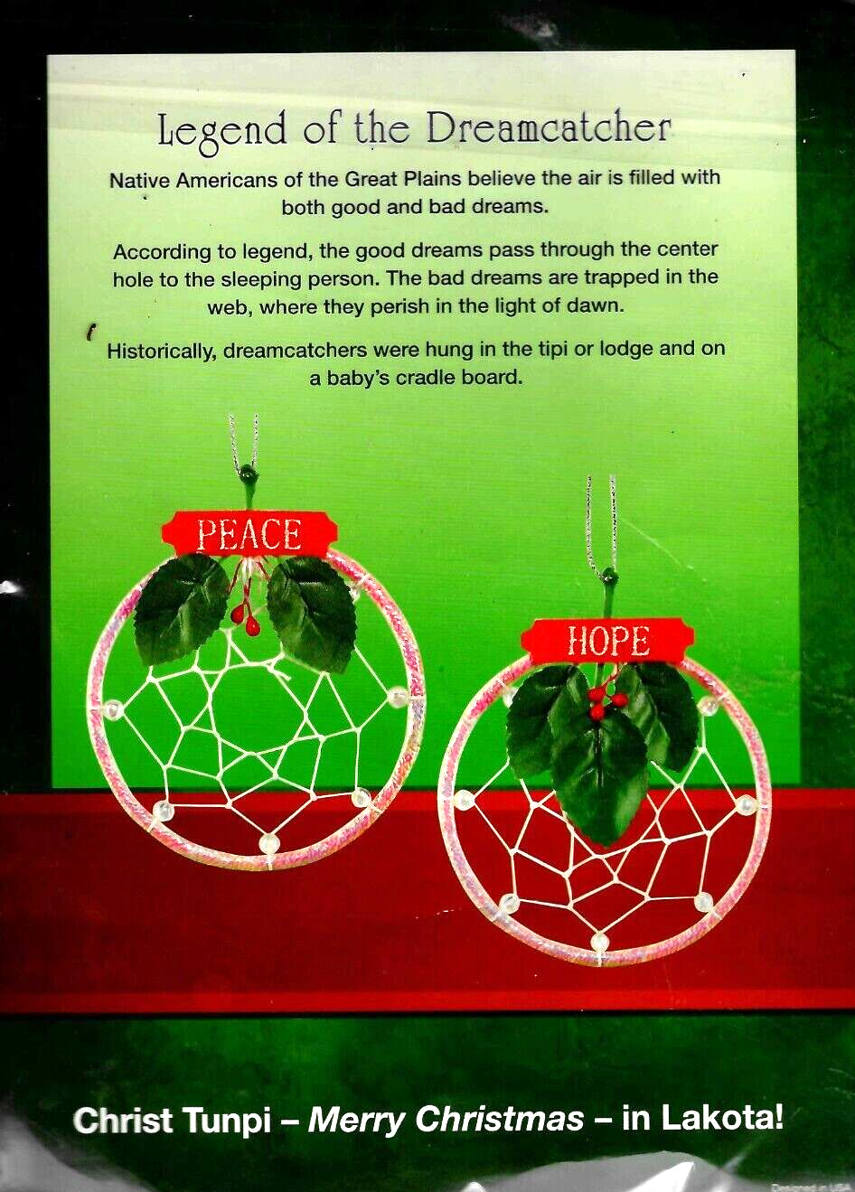 Christ Tunpi - Lakota Merry Christmas Dream Catcher
