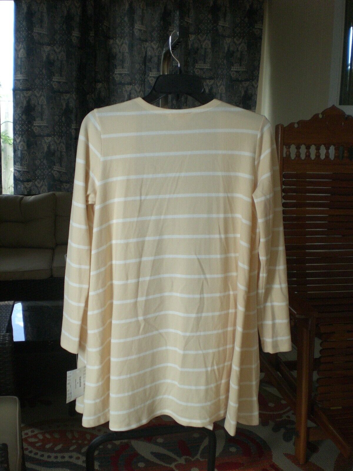 NWT LuLaRoe Cream White Stripe Caroline Cardigan Cover Up SMALL
