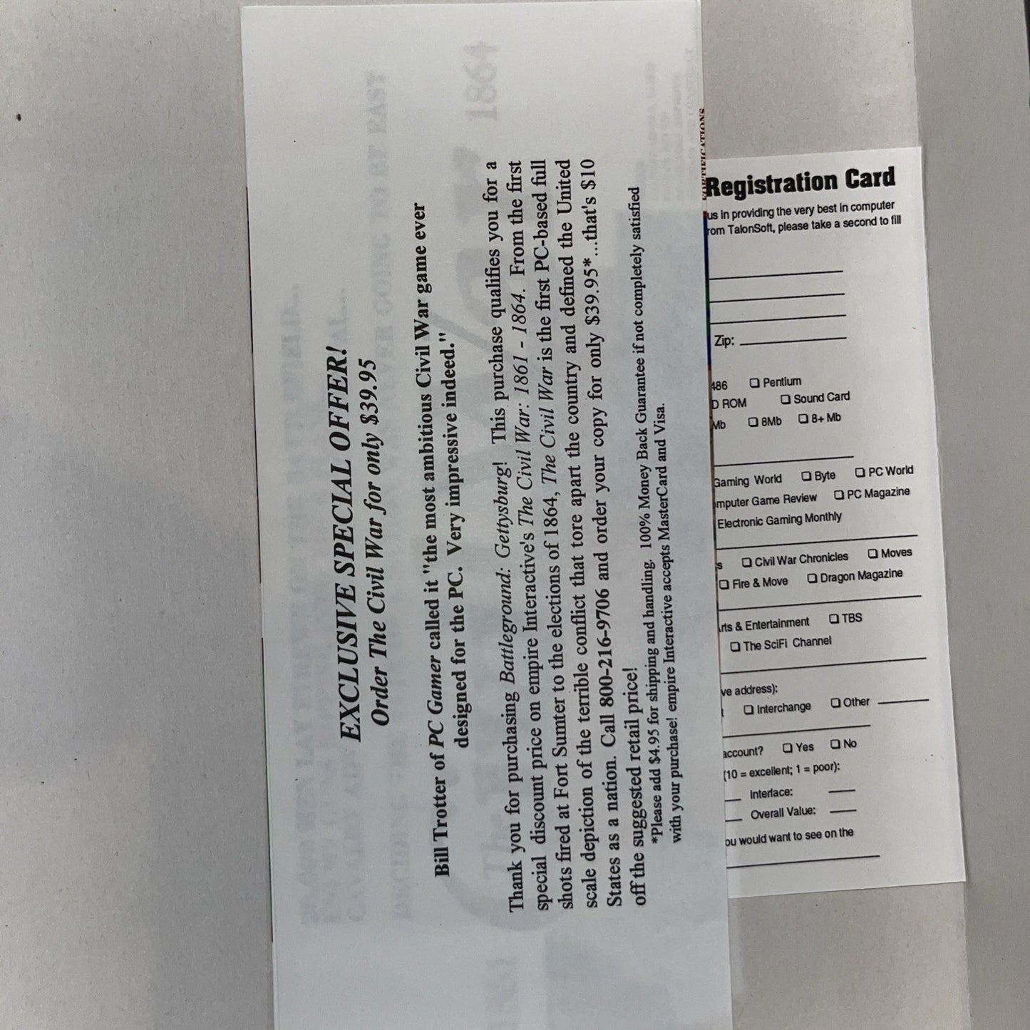 Battleground 2: Gettysburg (PC, 1995) CIB