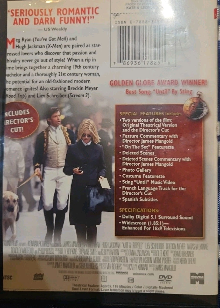 Kate & Leopold (DVD, 2001) Slim case tested cropped artwork