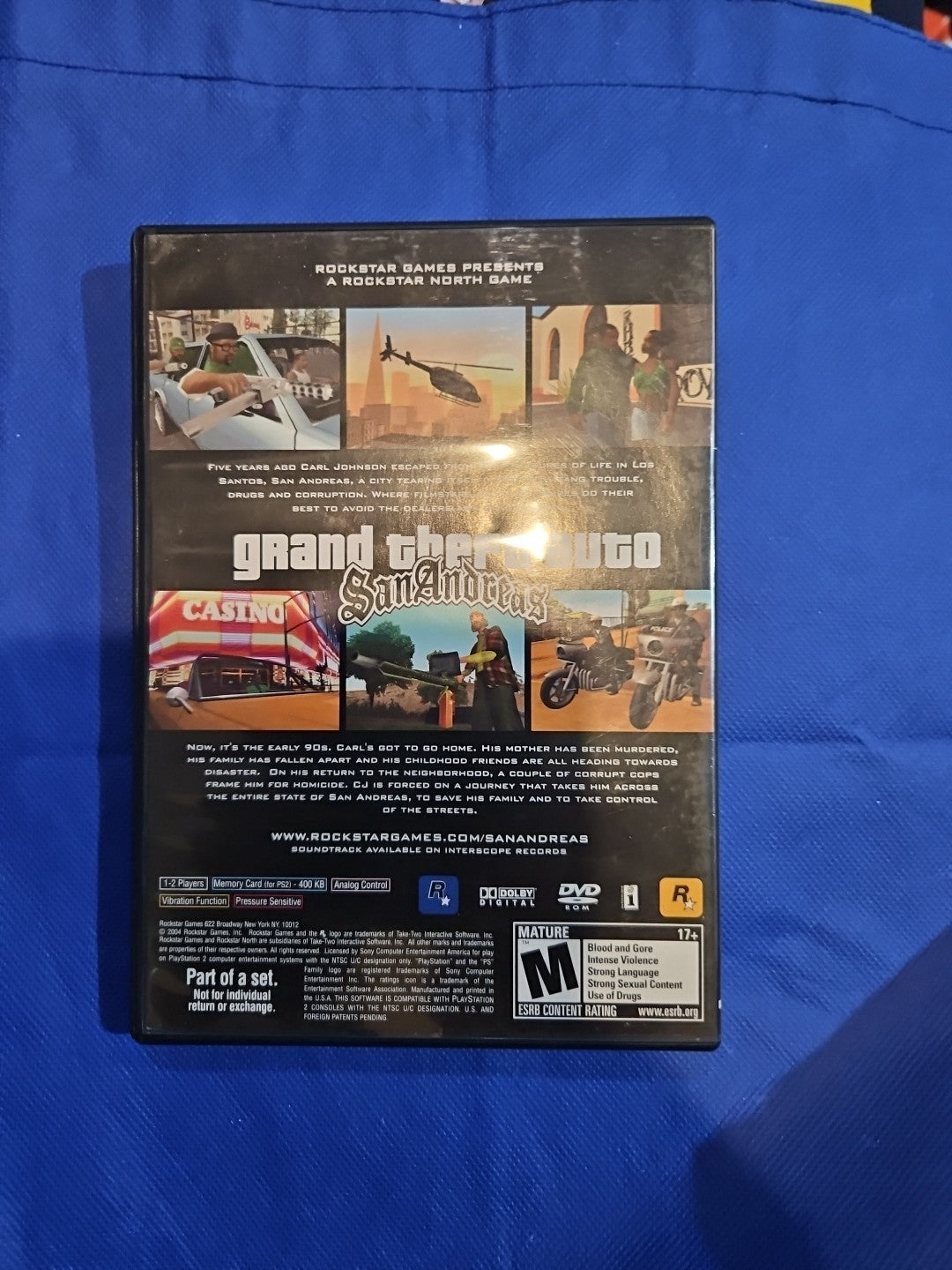 Grand Theft Auto: San Andreas (PS2) Mint. W/ Manual + Poster. Tested. New Case