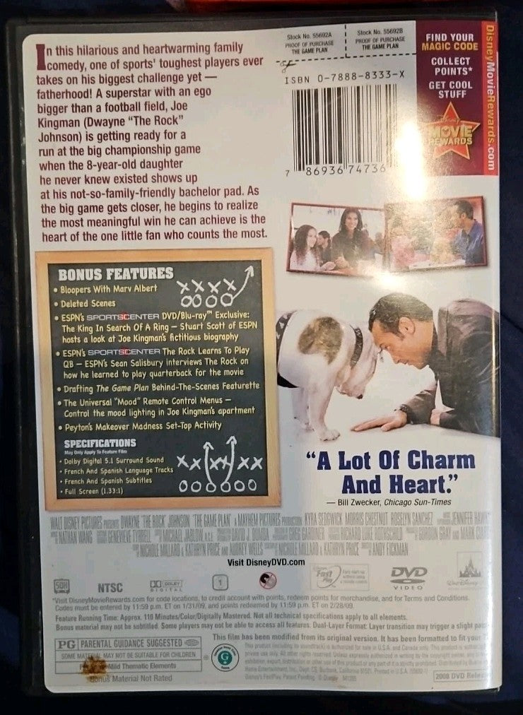 The Game Plan (DVD, 2008, Full Frame)