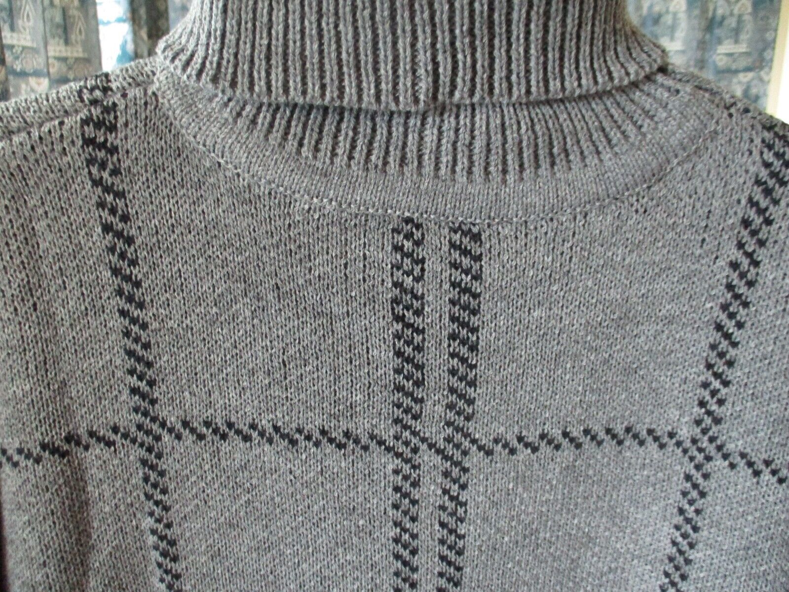 JODIFL Charcoal and Black Grid Turtleneck Sweater XS NEW