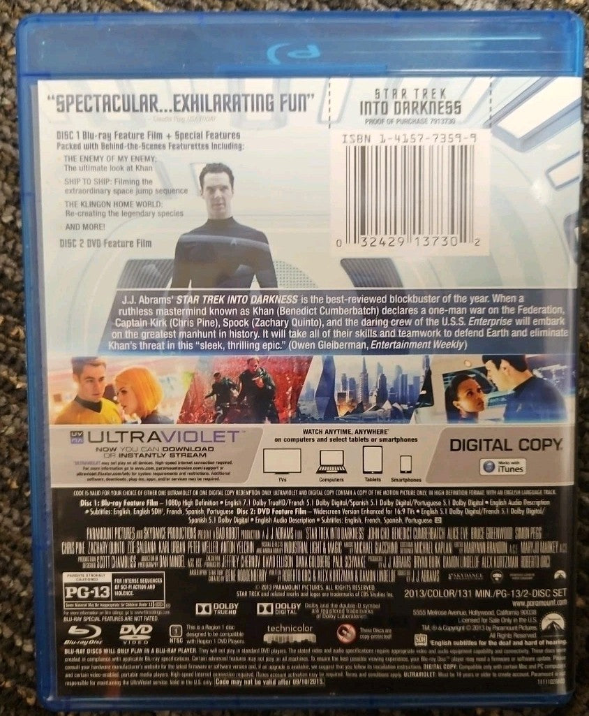 Star Trek Into Darkness (Blu-ray, 2013) Brand new sealed no digital download