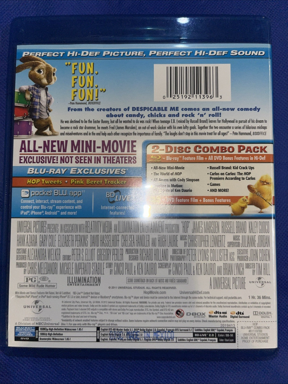 Hop (Blu-ray + DVD, 2011) Sealed