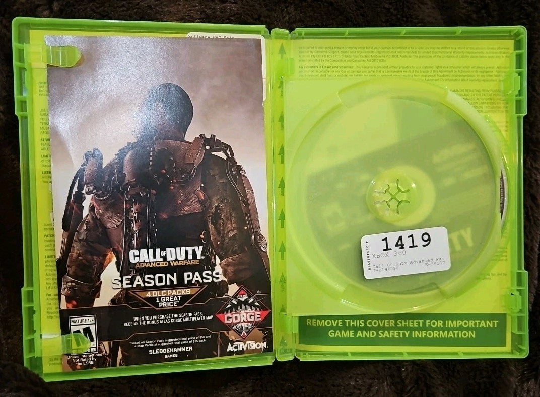 Call of Duty: Advanced Warfare (Xbox 360) Install Disc, Case, Artwork. No Game