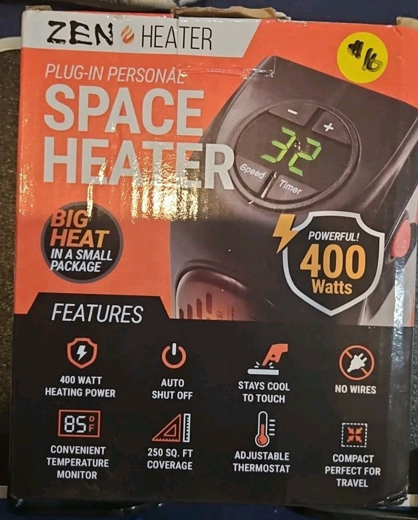 Zen  120v 6" Personal Space Heater 400 Watts, LED DISPLAY, AUTO SHUT OFF