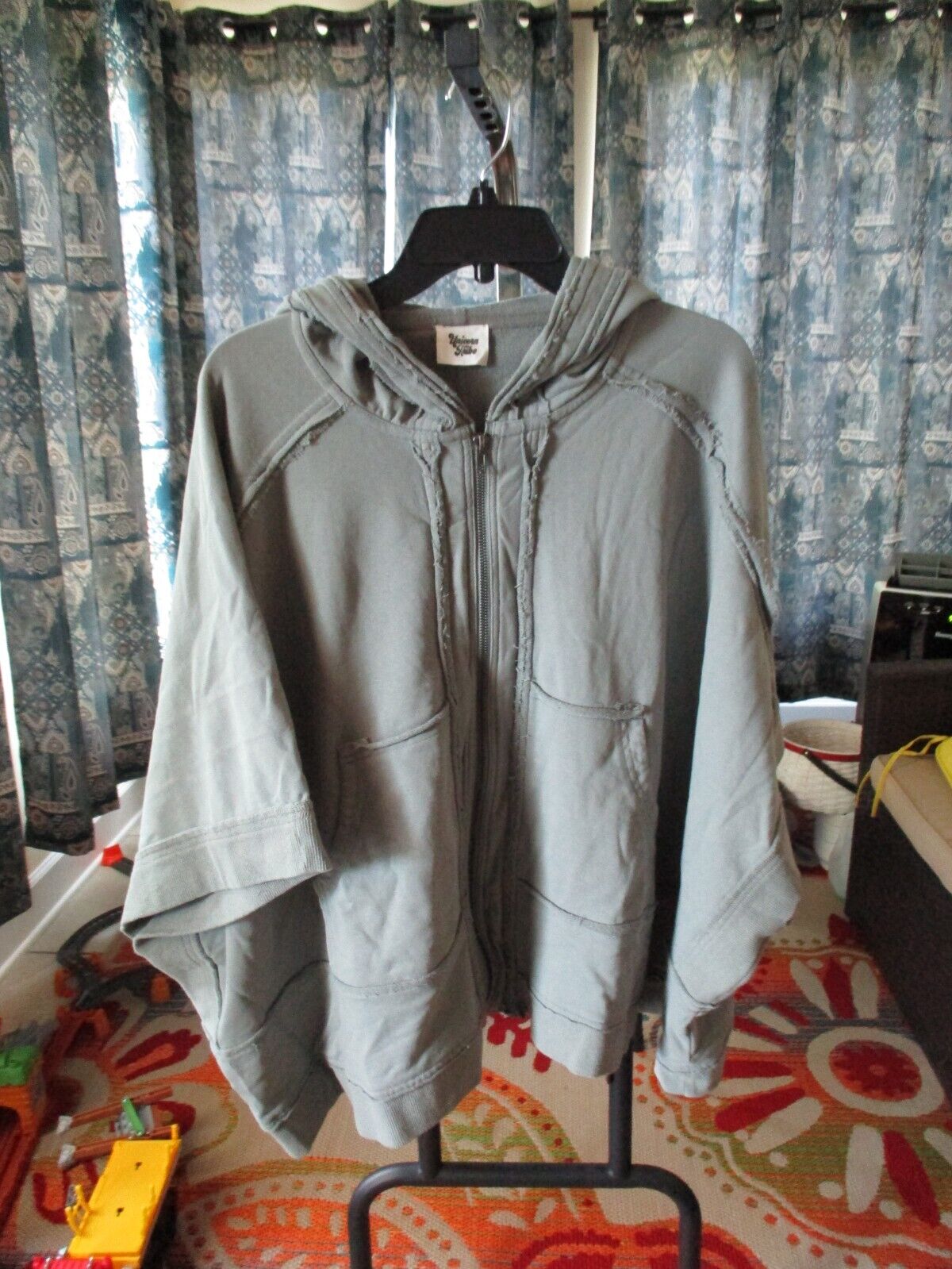 Grey Terry Knit Zip Cape Jacket Boutique Exclusive Small