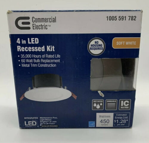 Commercial Electric 4 in. White Flush Round LED Integrated Recessed