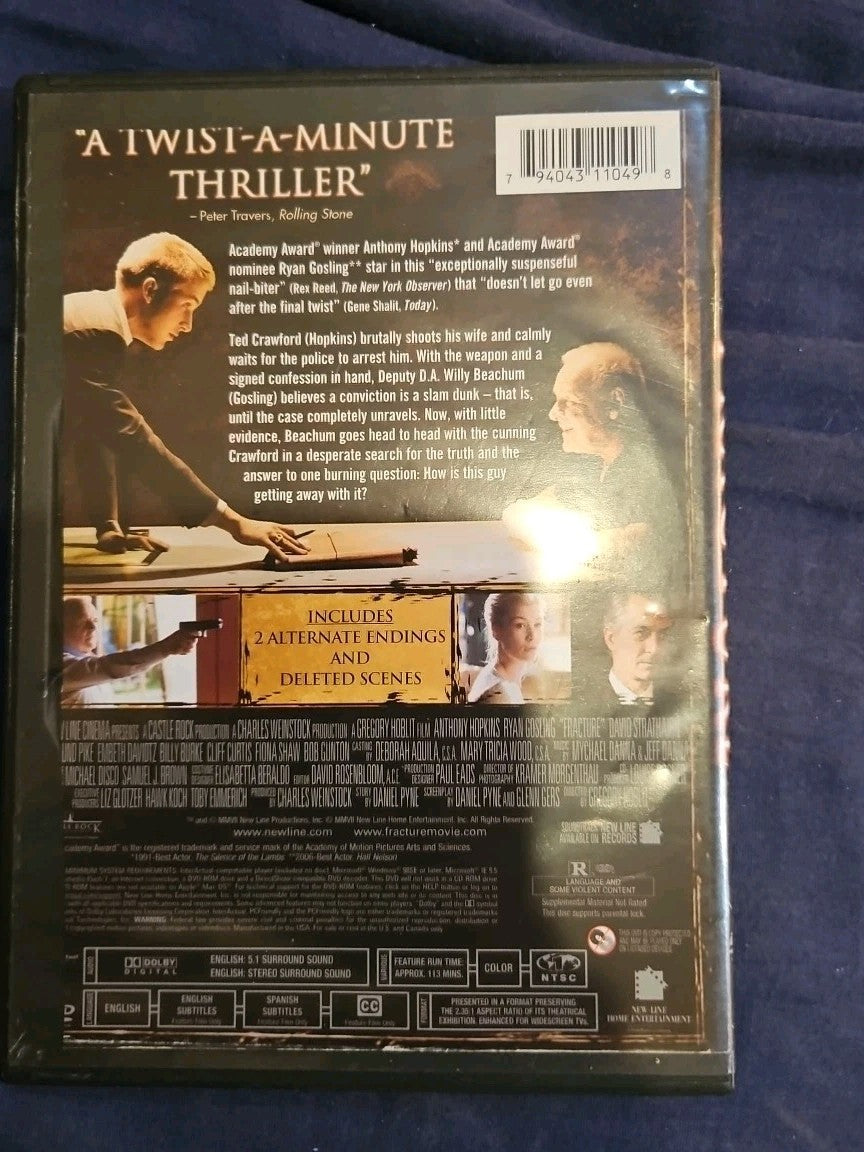 Fracture (DVD, 2007) Slimcase. Cropped Sleeve