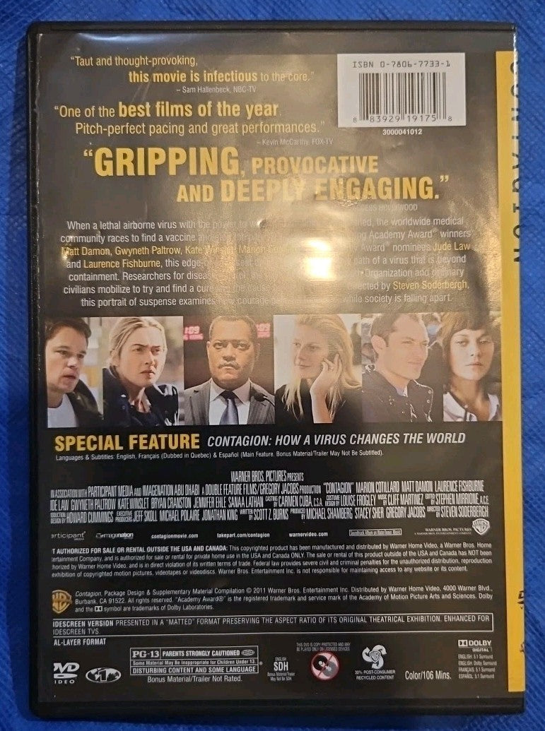 Contagion (DVD, 2011) Slimcase. Artwork Cropped. Tested