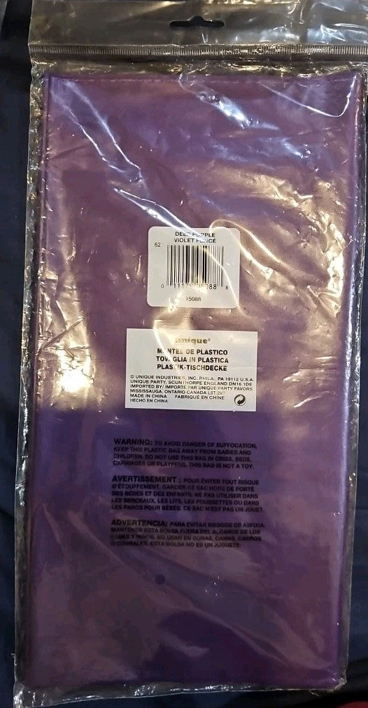 Deep Purple Solid Rectangular Plastic Table Cover (54" x 108") 1 Count