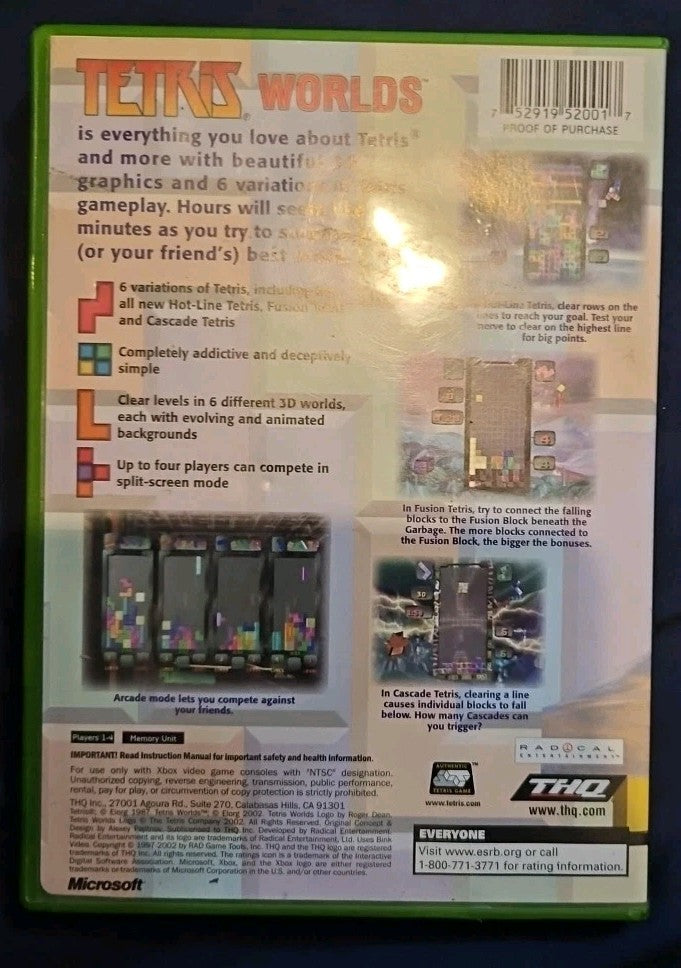 Tetris Worlds ( Xbox ) Tested. No Scratches. New Case