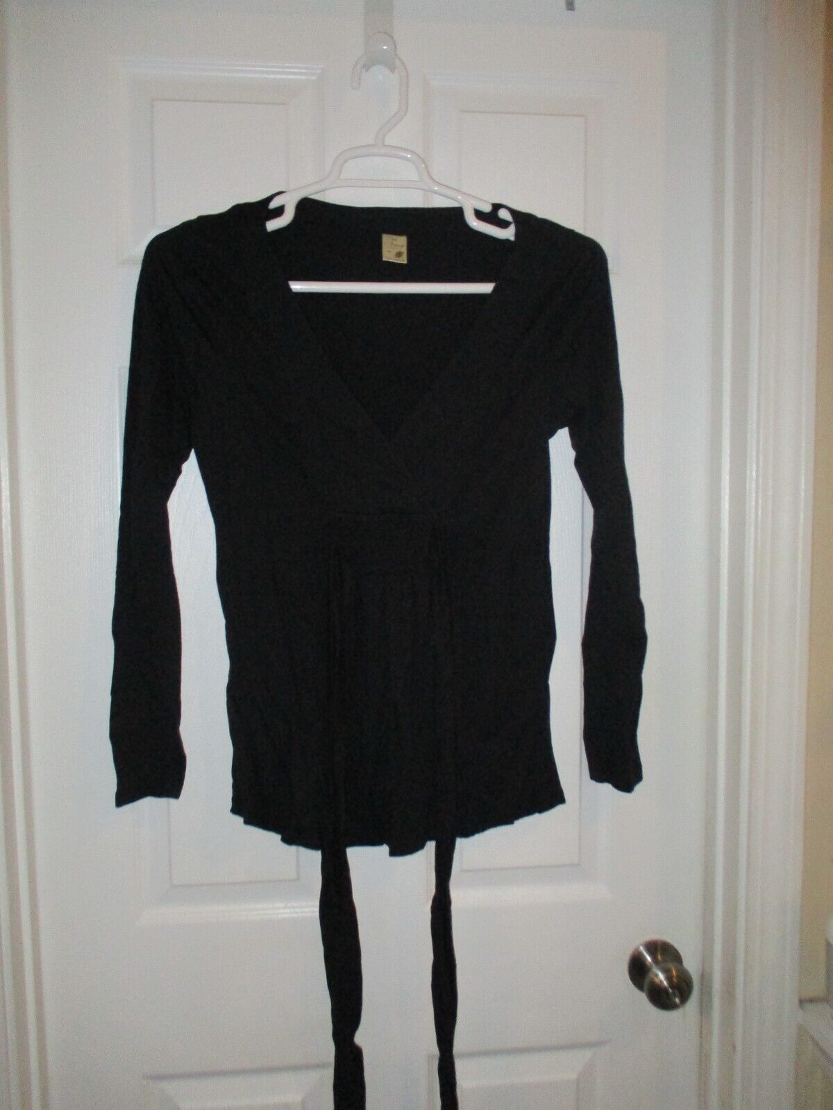 Old Navy Maternity Black Faux Wrap Blouse Shirt Top Medium