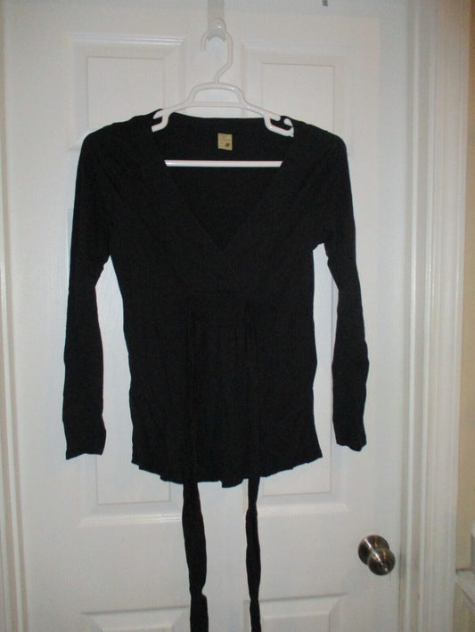 Old Navy Maternity Black Faux Wrap Blouse Shirt Top Medium