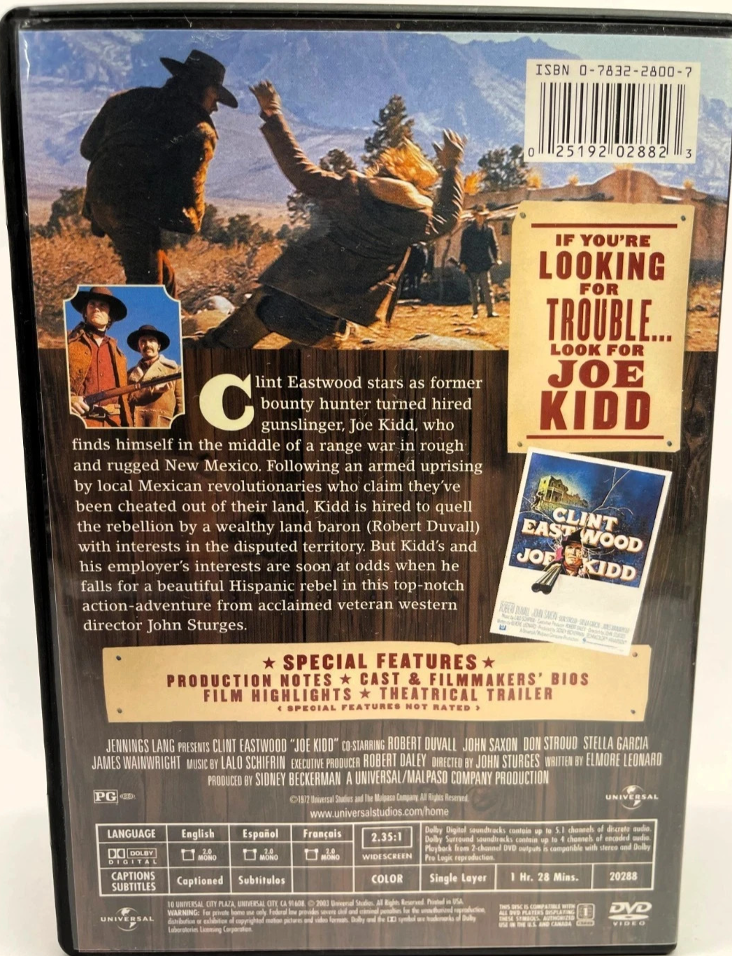 Joe Kidd Clint Eastwood  DVD Widescreen NEW/Sealed