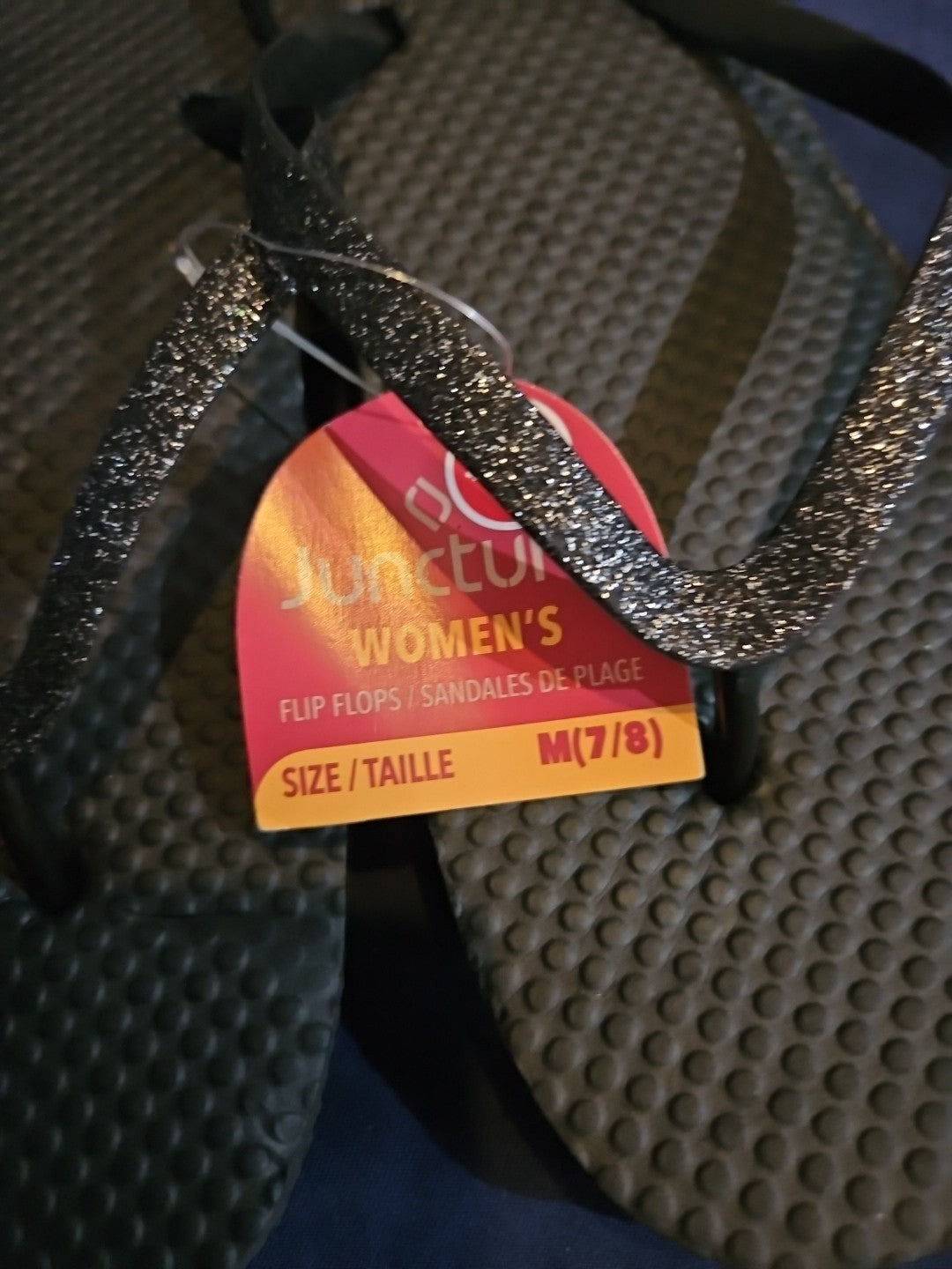 Juncture Women's 7/8 Flip Flops / Glitter Strap - BRAND NEW