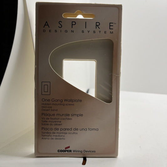Aspire 9521DS screwless Wallplate by Cooper Lighting in Desert Sand 1 gang New