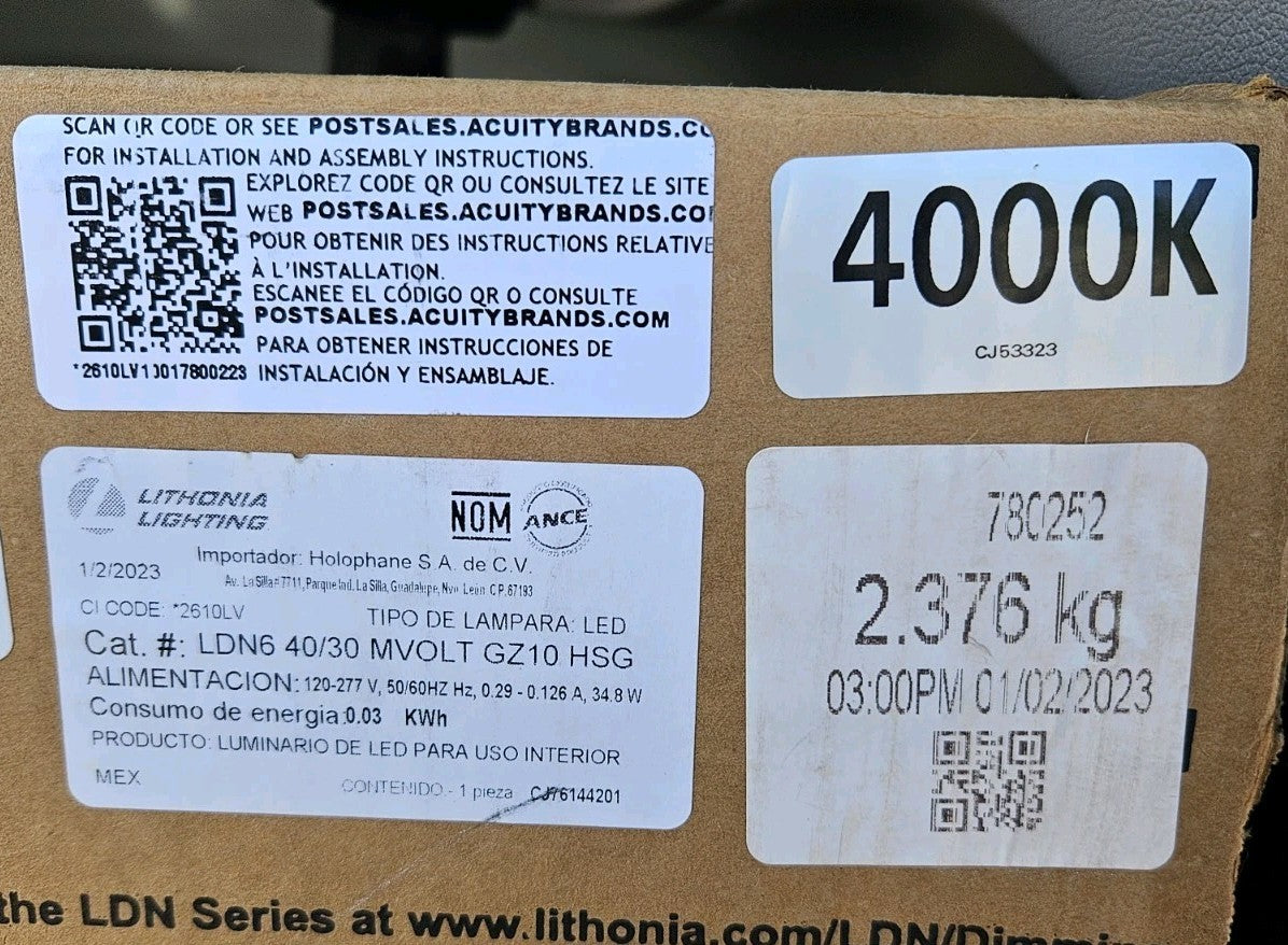Lithonia Recess Lighting LDN6 40/30 120-277v 6" 4000k Gz10 NEW Save 25%