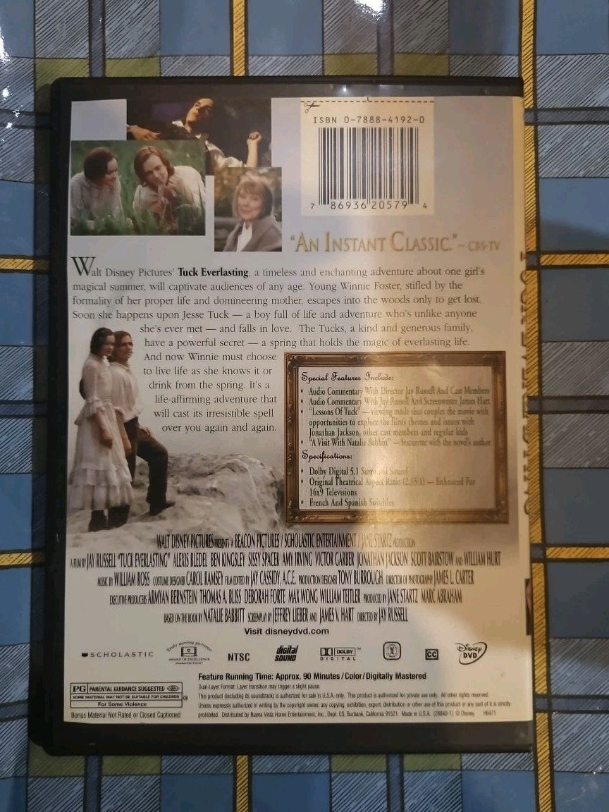 Tuck Everlasting (DVD, 2002) Tested slim case cropped artwork.