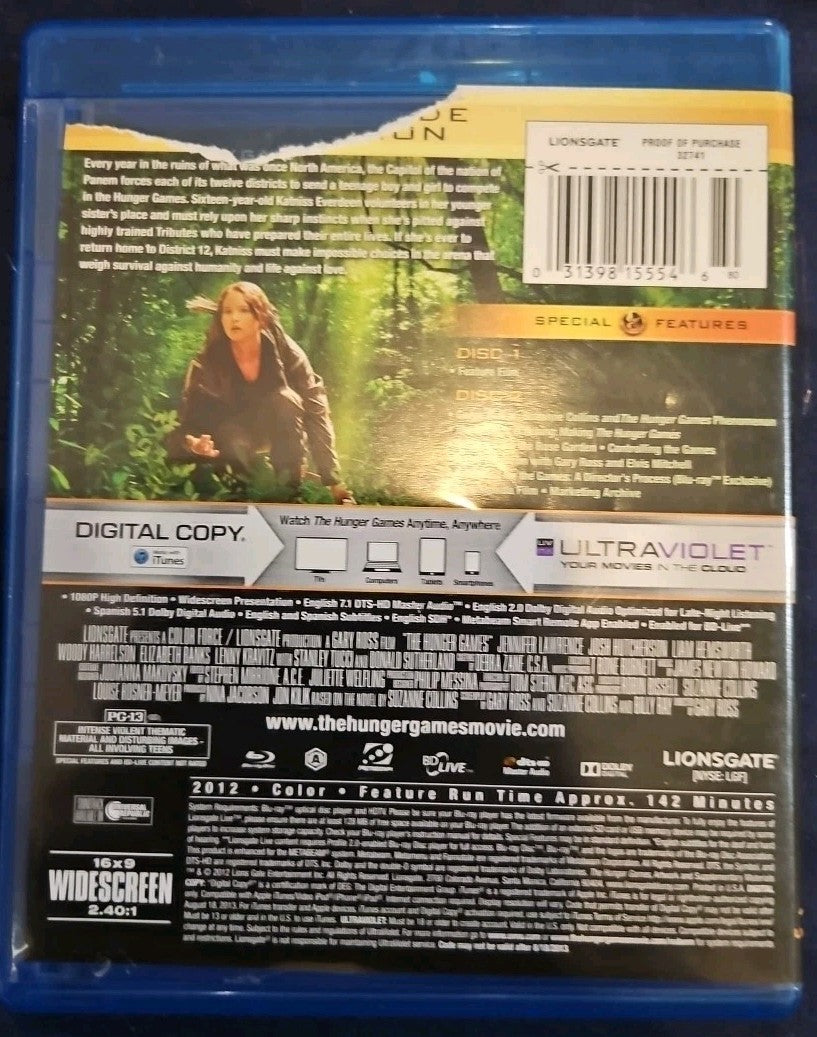 The Hunger Games (Blu-ray, 2012) Torn Insert. New Case