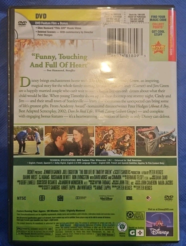 The Odd Life of Timothy Green (DVD, 2012)