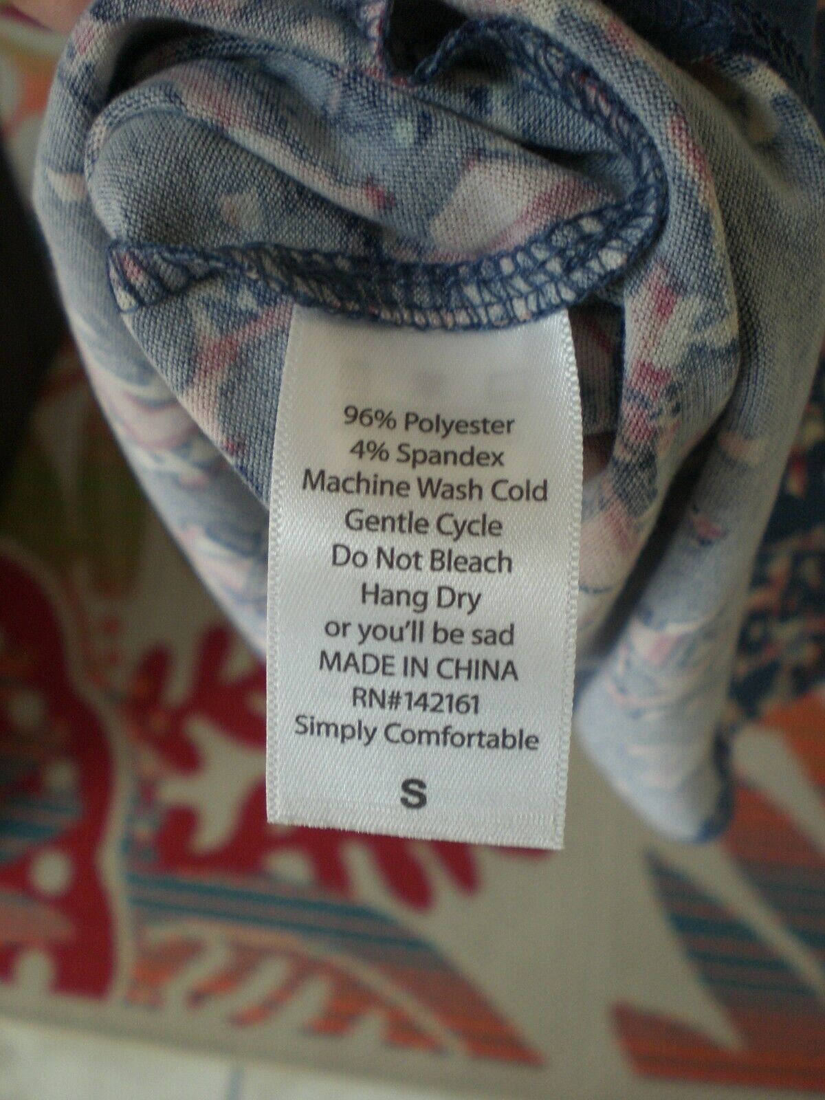 LuLaRoe Small Randy Shirt Top Blue Pink Geometric