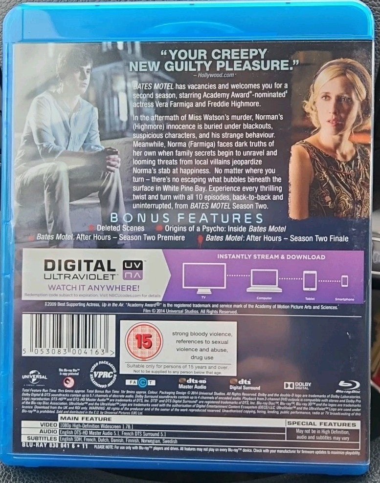 Bates Motel: Seasons One & Two (4-DISC BOX SET) [Blu-Ray] [Region Free] Tested