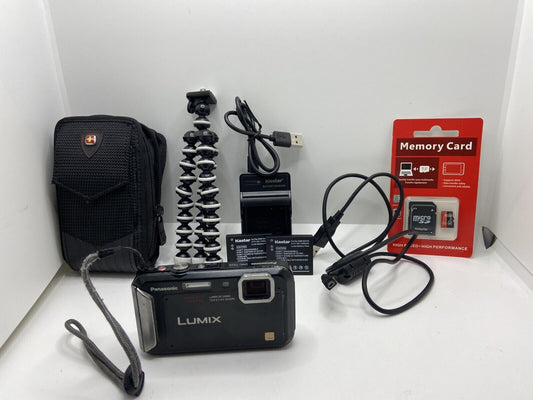 Panasonic Lumix DMC-TS20 16MP Batteries+Charger+USB+Case+Tripod+32GB SD BUNDLE