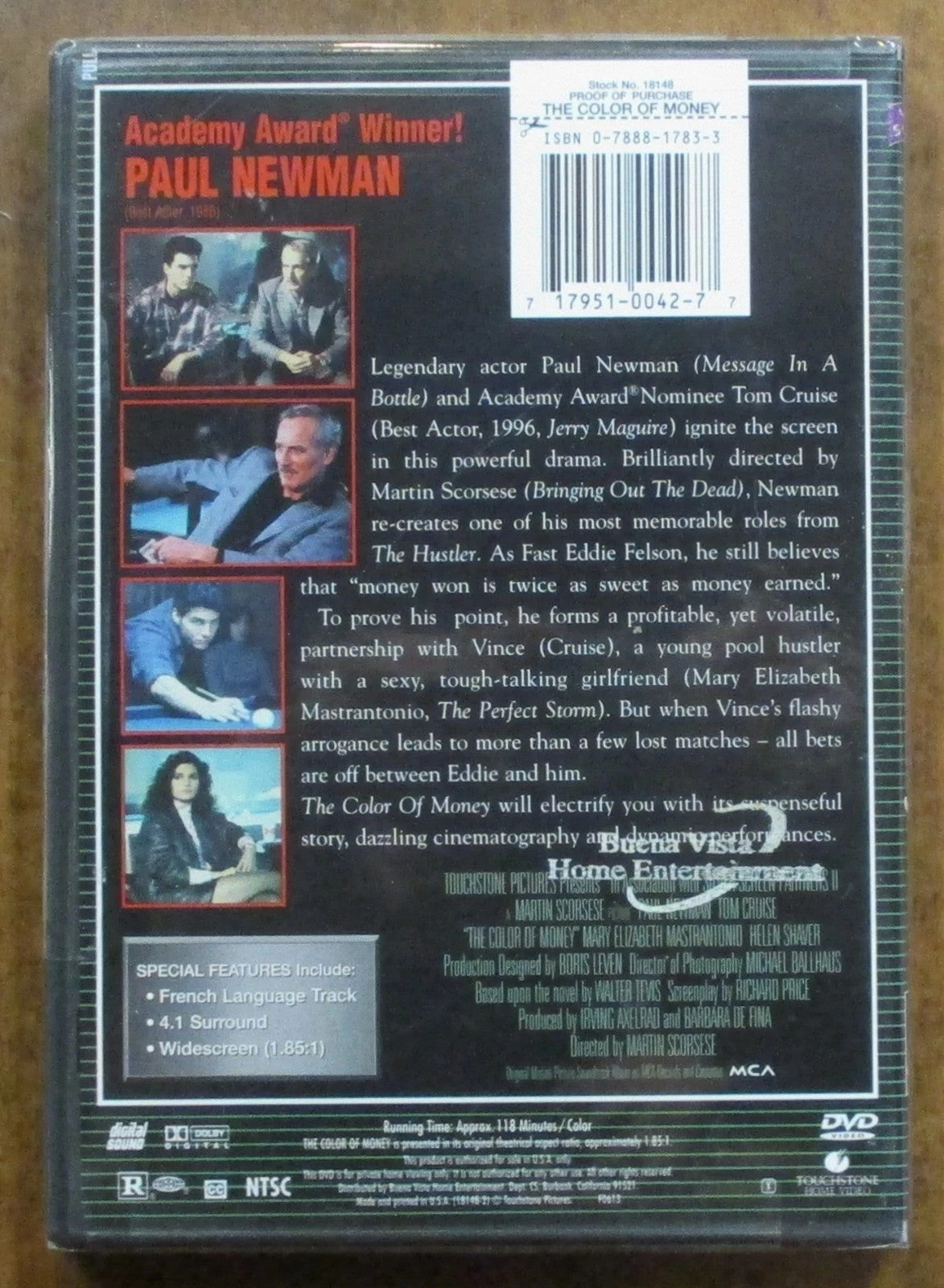 "The Color of Money" (1986) Paul Newman-Tom Cruise DVD (2002) Widescreen