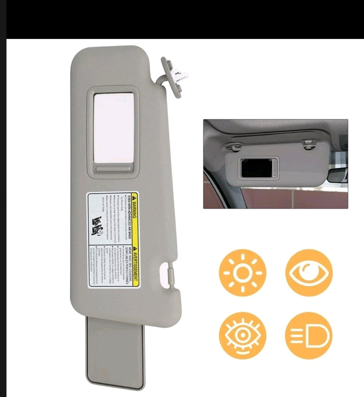 Left Driver Side Sun Visor W/Vanity Light For Toyota Highlander 2008-2013