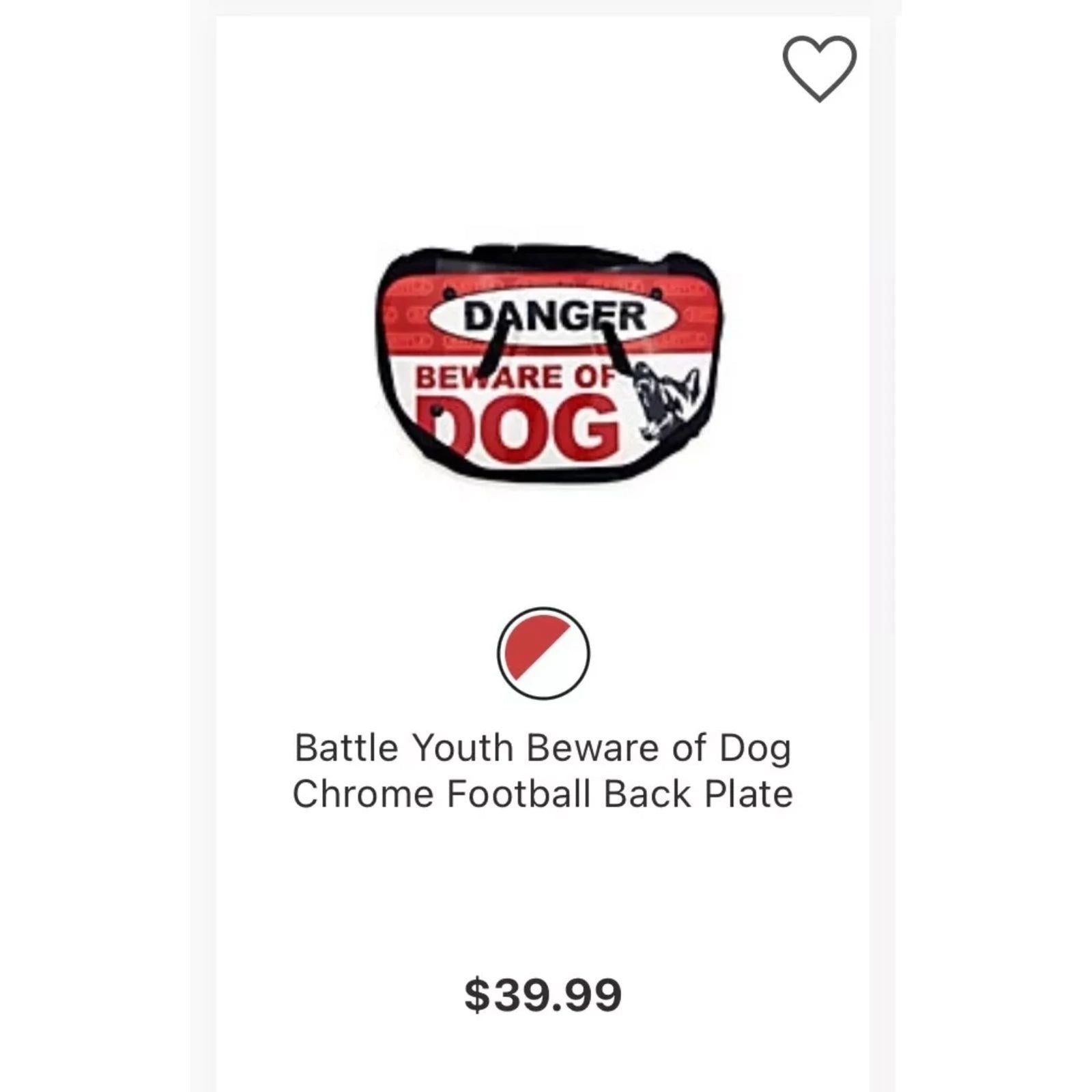 BATTLE Back Bone Youth High Impact "Danger" "Beware of Dog"  Football