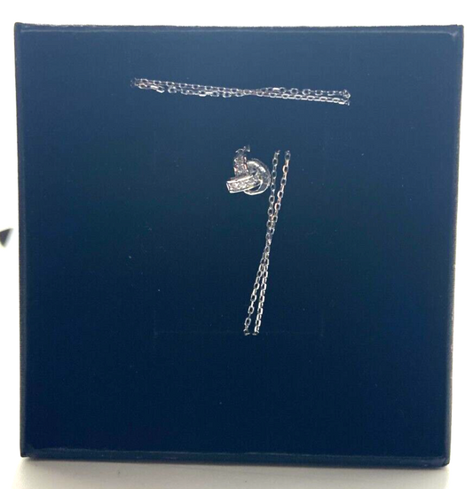 3/8" Cubic Zirconia Love Knot Pendant Necklace 18" Chain