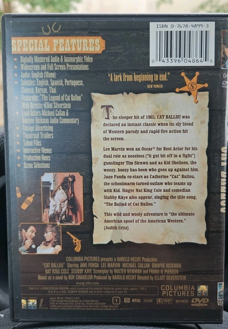 Cat Ballou (DVD, 1965) Tested. Slim Case. Cropped Artwork