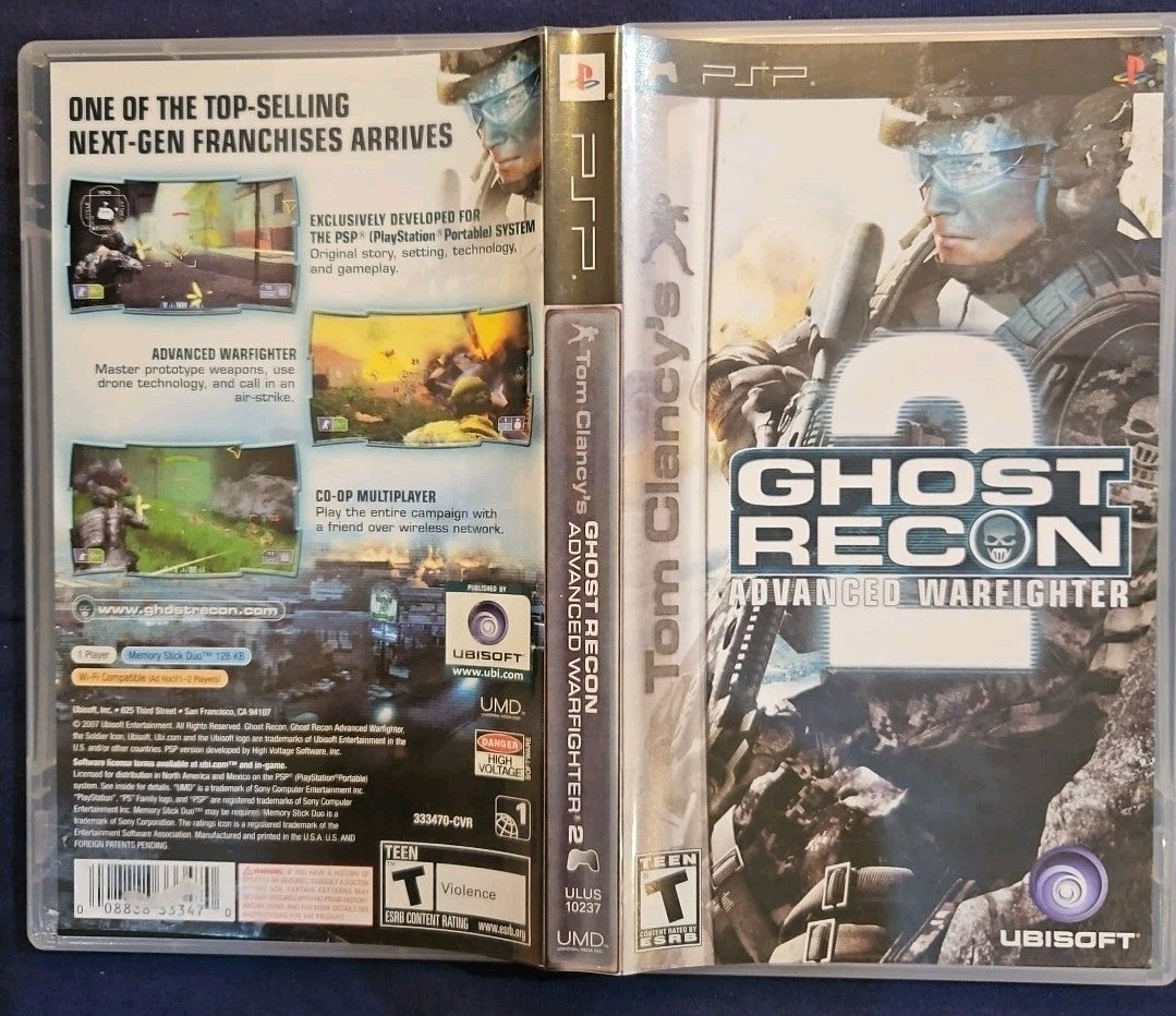 Ghost Recon Advanced Warfighter 2 (PSP UMD)  Case, Box Art & Manual. No Game
