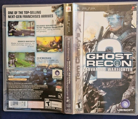Ghost Recon Advanced Warfighter 2 (PSP UMD)  Case, Box Art & Manual. No Game