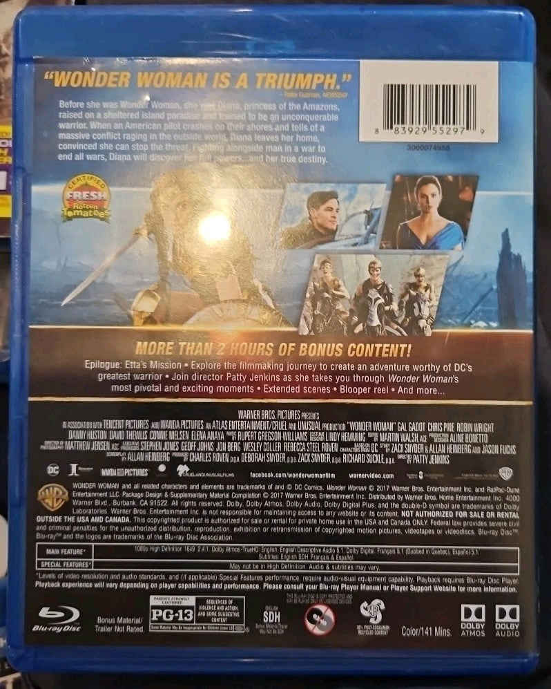 Wonder Woman (Blu-ray, 2017) New. No Digital Download