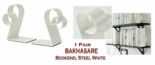 IKEA BAKHASARE Bookend 1 Pair Steel White 304.808.85 New