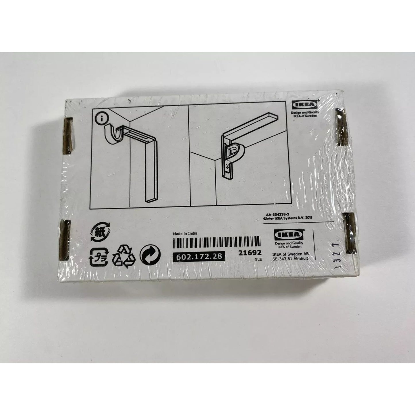 IKEA Betydlig Wall Ceiling Curtain Rod Bracket Black Model 602.172.28 - SEALED